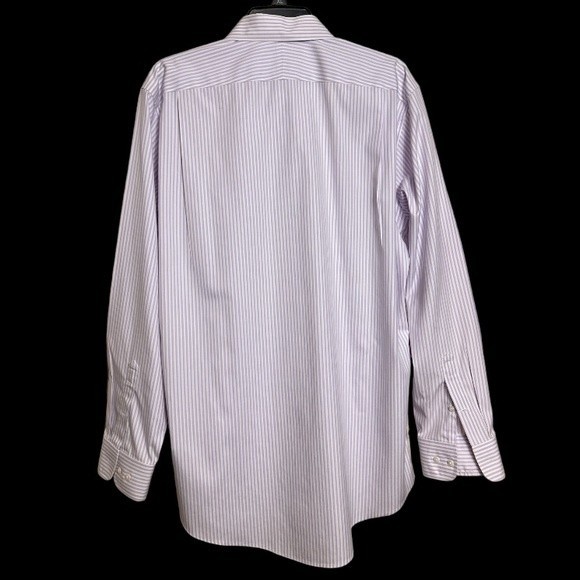 Nordstrom Striped Dress Shirt Button Down White Lavender 100% Cotton size 16.5 - Picture 5 of 12
